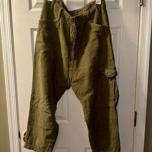 Free People Olive Green Cropped Cargo Pants